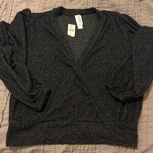 Anthropologie/Amadi Black L  V-Neck Sweater